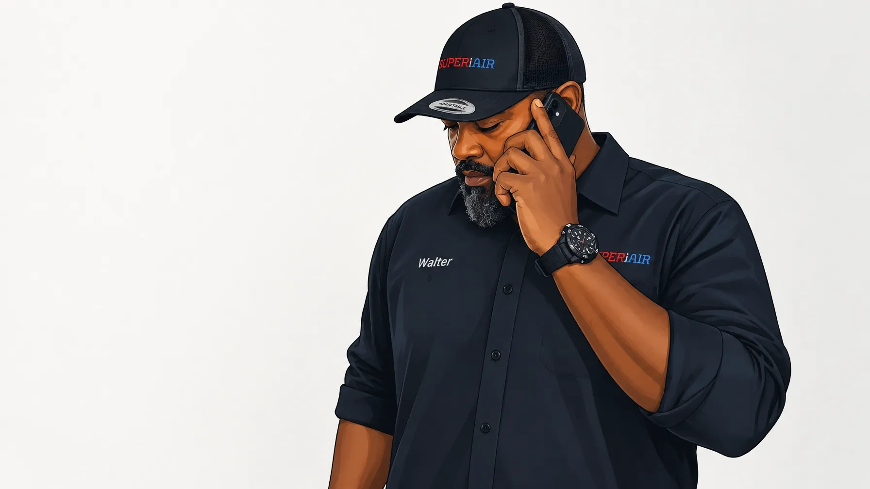 SuperiAir team member J. McClure speaking on the phone